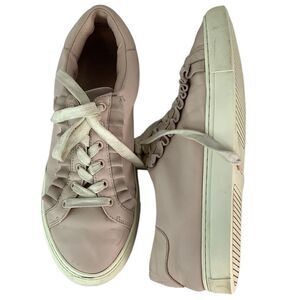 TORY SPORT Low Top Light Pink Leather Ruffle Lace Tie Women’s Sneakers Sz 9.5